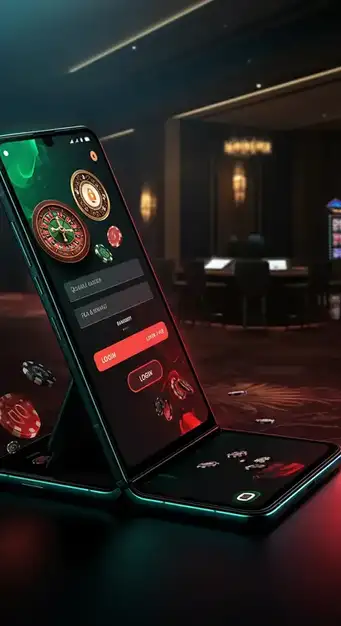Interface du portail de connexion sécurisé de Betonred Casino montrant l'invite d'authentification 2FA sur un smartphone avec un ordinateur portable en arrière-plan.